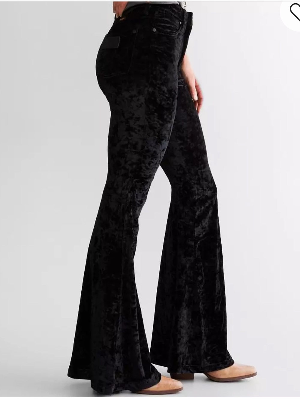 Wrangler Black Velvet Bootcut Flare Pants - Picture 2 of 8